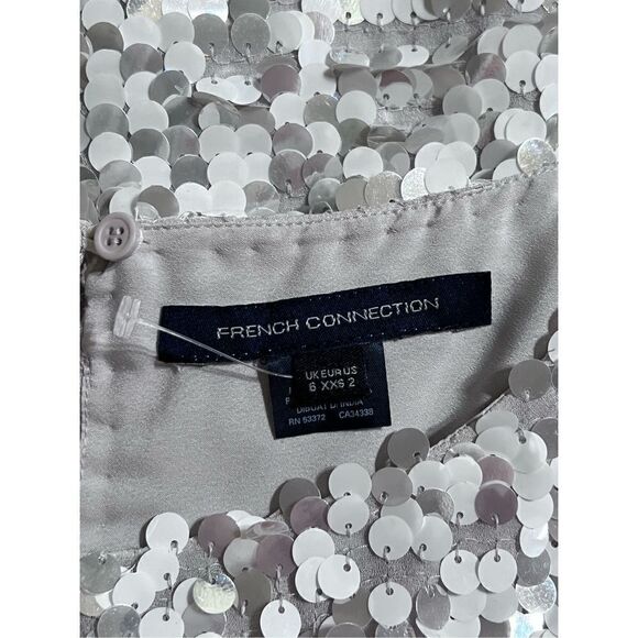 French Connection Snow Short Sleeve White Sequined Mini Dress Wedding Dress Size